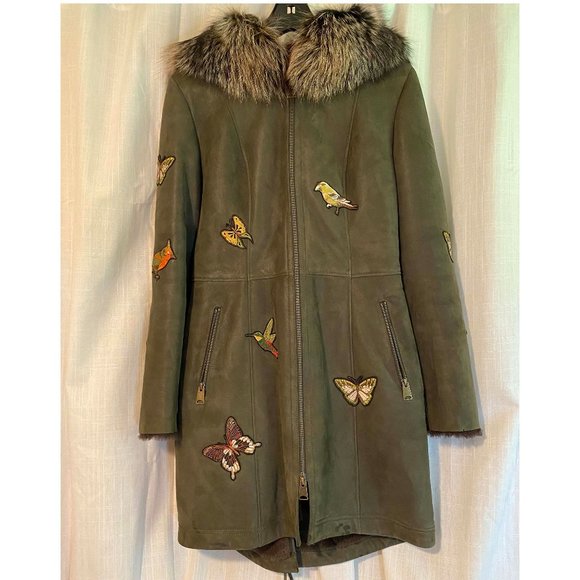 Shearling coat with embroidered embellishments - Picture 1 of 7